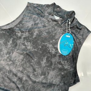 Greg Norman Women's EMMA Sleeveless Ethereal Print Mock Golf Polo, Size L, Black